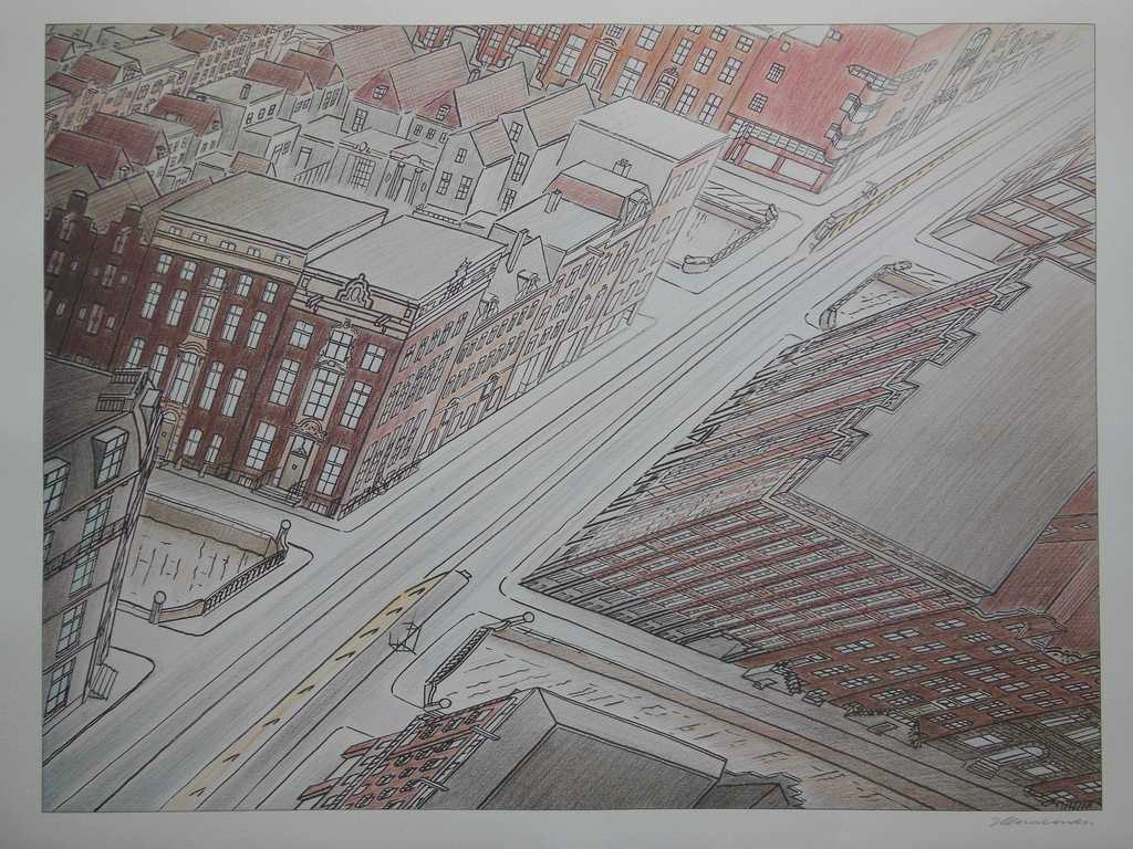 Jeroen Henneman, zeefdruk Amsterdam, gesigneerd, 1988 verkocht voor € 150!