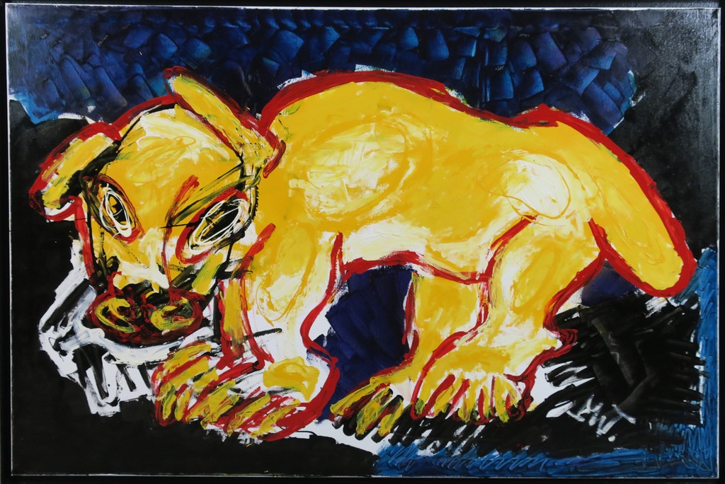 Martin van Wordragen: Gemengde techniek op doek, Het Gouden Beest - Ingelijst  kopen? Bied vanaf 650!