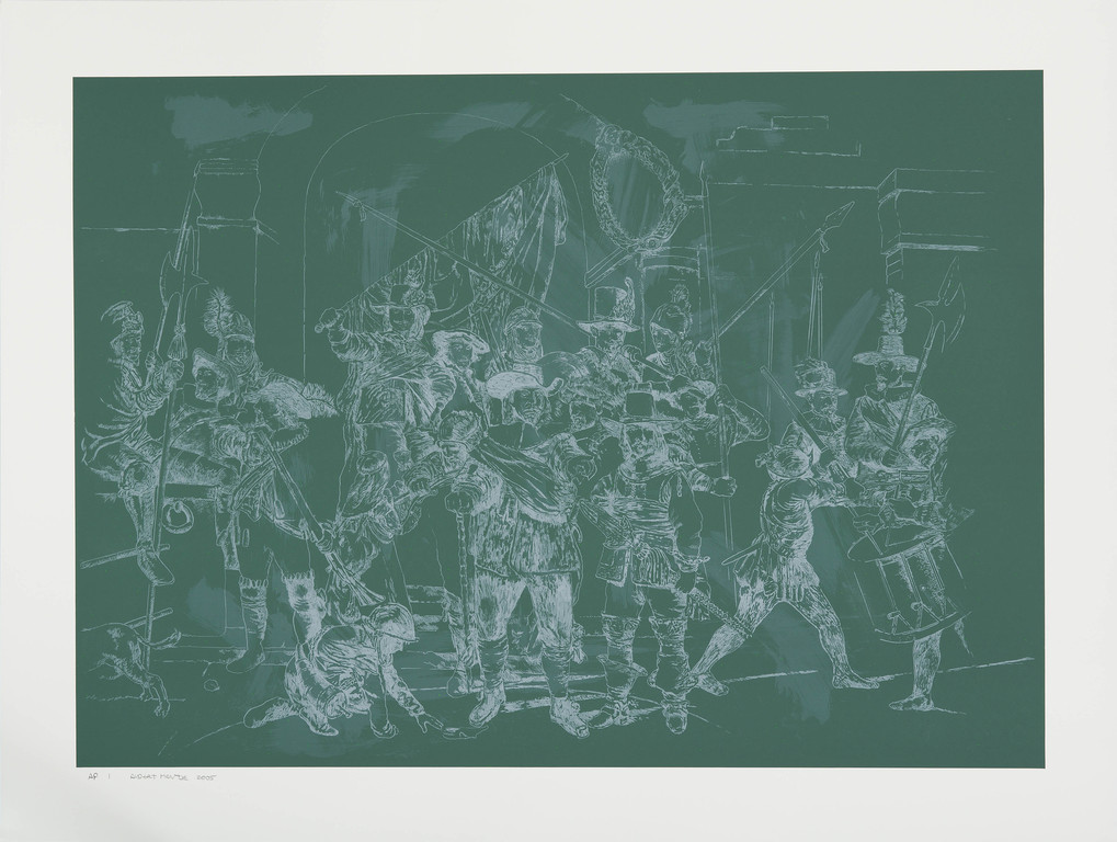 Aldert Mantje - 3 kleuren Zeefdruk - Nachtwacht 2 ½ minuut kopen? Bied vanaf 150!