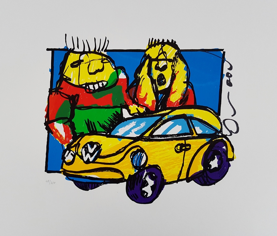 Herman Brood - Vw Beetle - gesigneerde zeefdruk - oplage 200 ex. kopen? Bied vanaf 1!