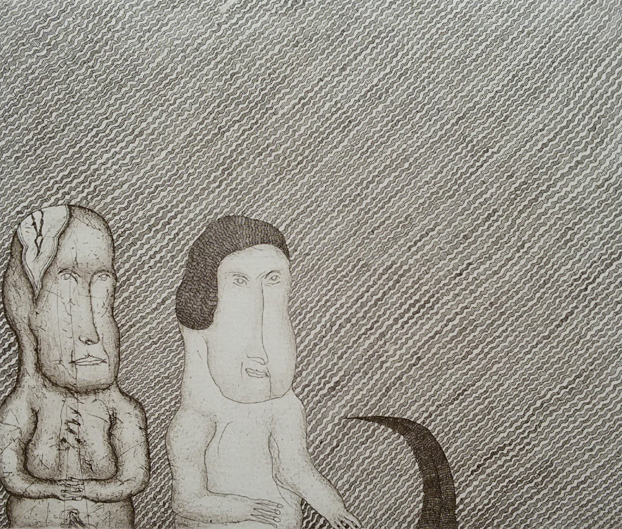 Felix Waske - Compositie met twee figuren, aquatint ets met vernis mou verkocht voor € 40!