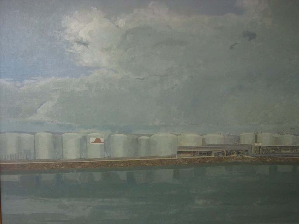 imposant olieverf/doek "Haven Goteborg Vopak opslagtanks" W vd Berg 1980 kopen? Bied vanaf 1!