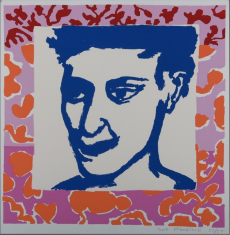 Marianne Haselhoff: Zeefdruk, Portret van een man (blauw) kopen? Bied vanaf 1!