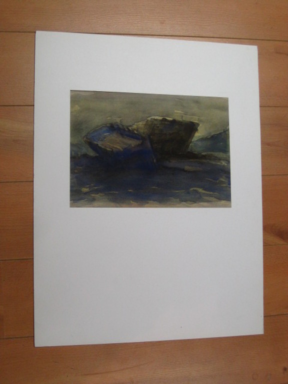 sfeervolle aquarel "boten op strand bij avond" gesigneerd Chris Tonbreeker (1927 kopen? Bied vanaf 1!
