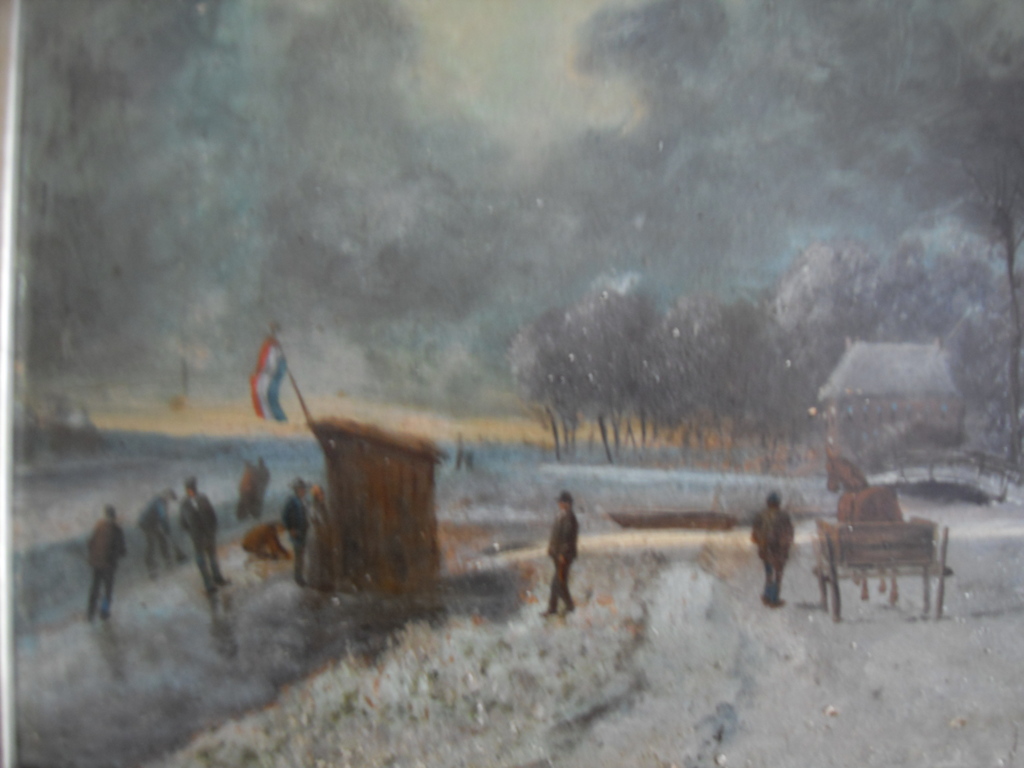 IJsvermaak ad Vecht, olieverf op board, 35 x 45 ro gesign en mooi gelijst kopen? Bied vanaf 250!