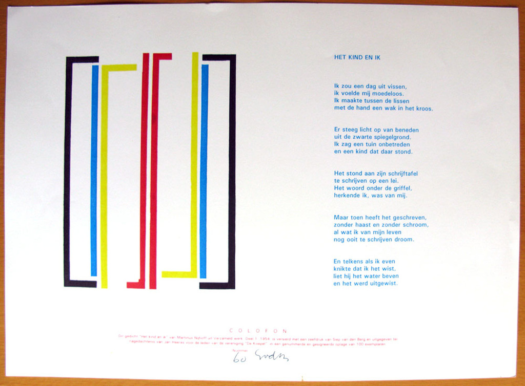 Siep van den Berg (1913-1998) - RIJMPRENT met gedicht van Martinus Nijhoff kopen? Bied vanaf 1!