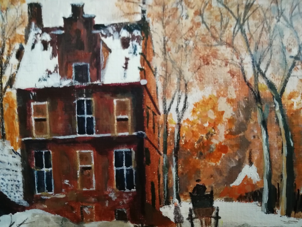 onbekend kunstenaar - olieverf op paneel - winter landschap kopen? Bied vanaf 1!