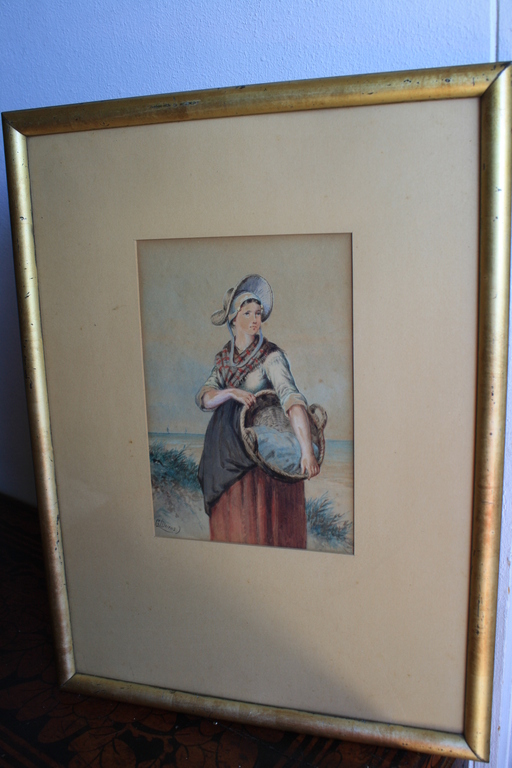 G J DERENS 1831-1898 - VISSERSMEISJE  in de DUINEN kopen? Bied vanaf 125!