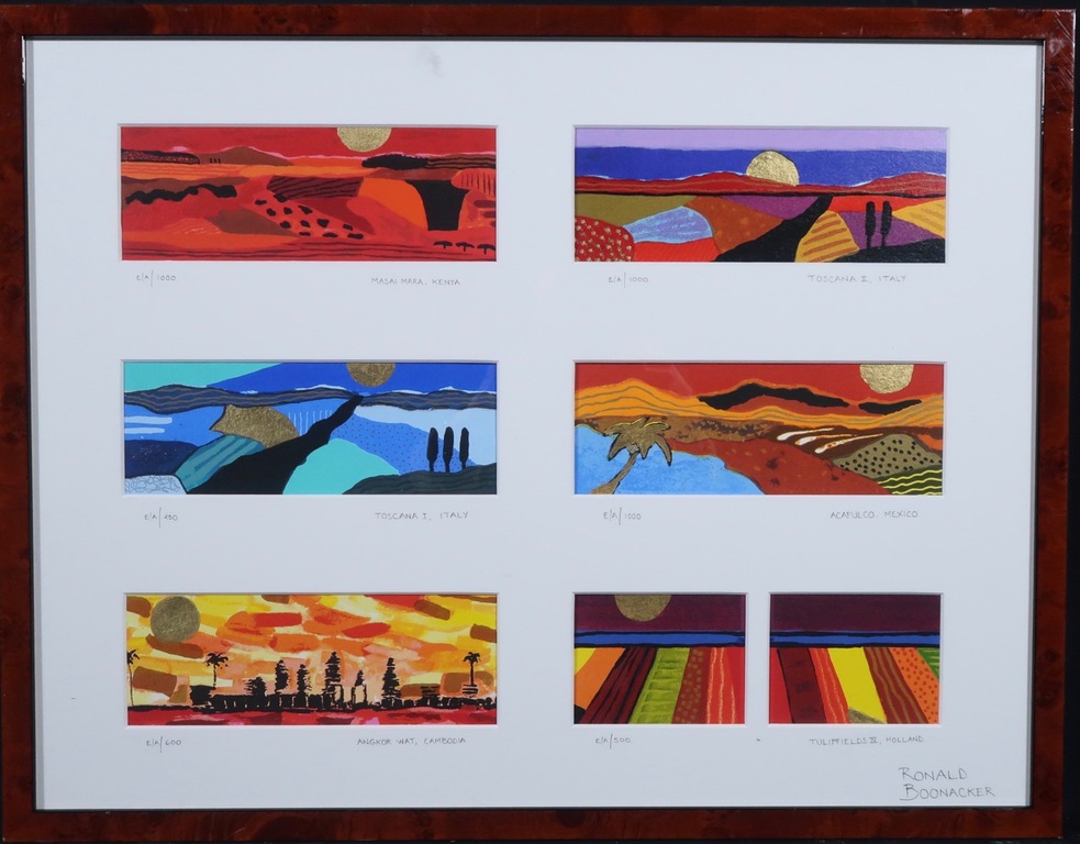 Ronald Boonacker: Zesluik van Zeefdrukken, Z.T. - Ingelijst verkocht voor € 80!