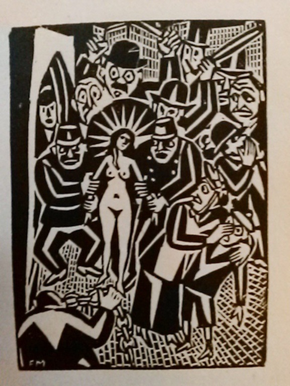Frans Masereel, houtsnede, uit Ideé 1920 verkocht voor € 35!