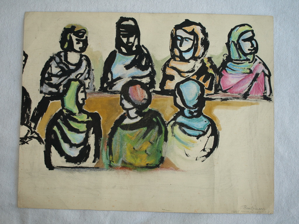 C. Bantsingen (?)  – Studietekening – ‘Laatste Avondmaal’ – Gesigneerd – 1948 kopen? Bied vanaf 1!