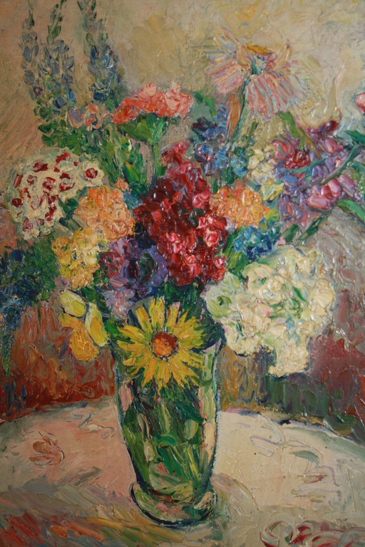 Louise Sinclair - KLEURIG IMPRESSIONISTISCH BLOEMSTILLEVEN verkocht voor € 180!