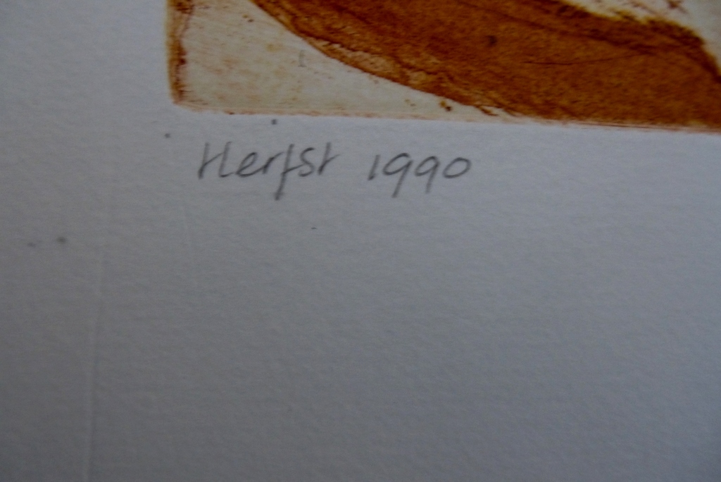 Lucy van Eerten, aquatint: Herfst 1990, handgesigneerd kopen? Bied vanaf 1!