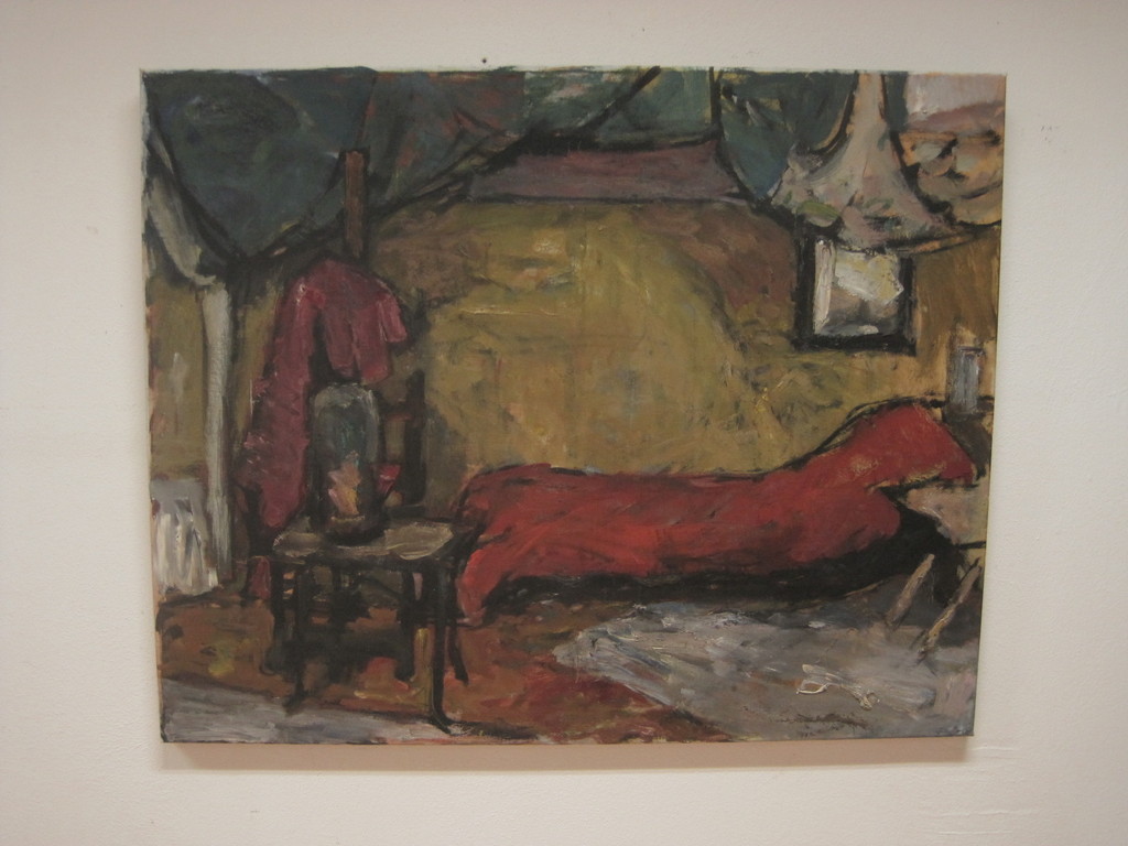 W.Kouwer Boomkens olieverf "Interieur van atelier van de schilder" ca. 1950 verkocht voor € 160!