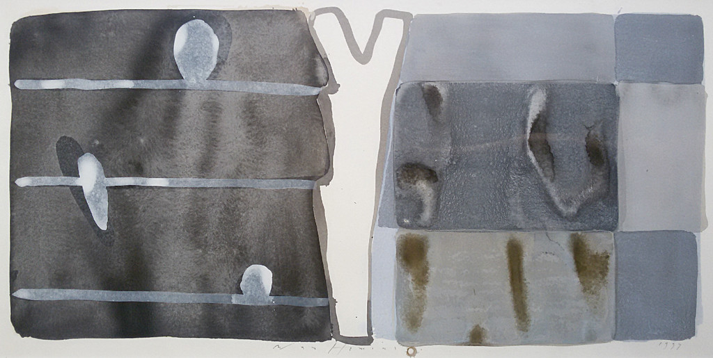 Piet Warffemius - Going native, acrylverf op papier (ingelijst, groot) verkocht voor € 275!