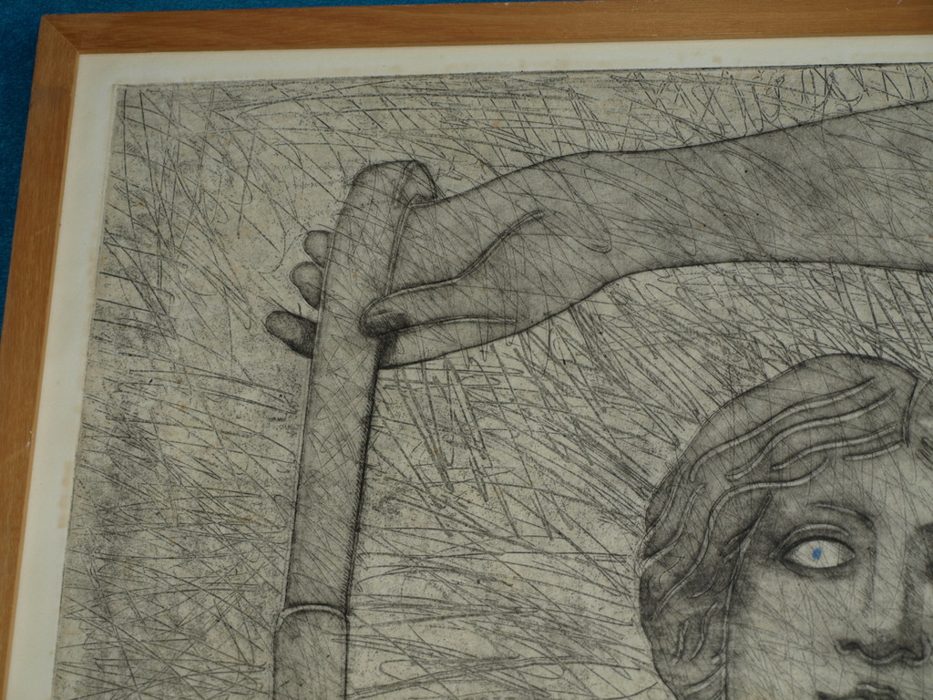 JAN DE GOEDE (1946) – Ets – Mythologie I – Gesigneerd & ingelijst – ca 1975 kopen? Bied vanaf 1!