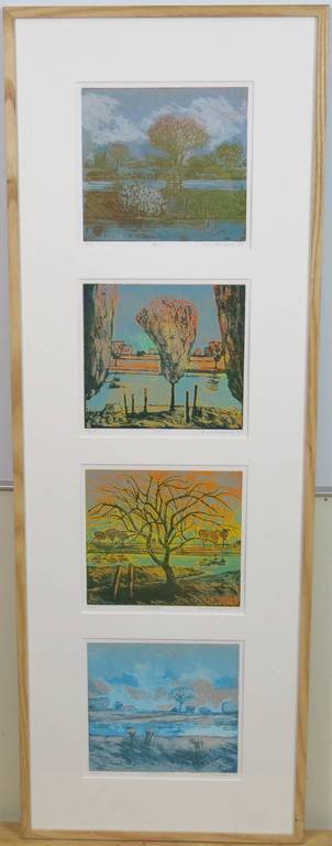 Elmar Gille: Jaargetijden april, juni, oktober, januari - Ingelijst (bijzonder formaat) verkocht voor € 80!