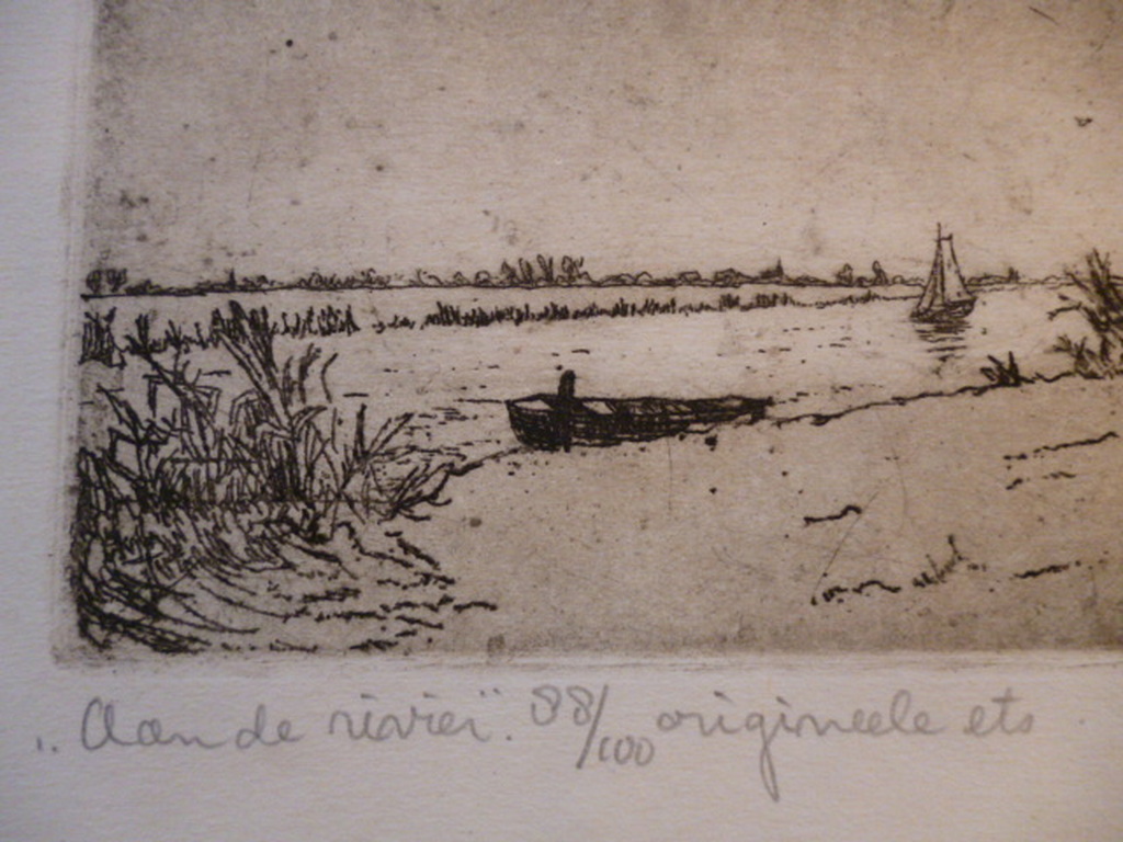 C.M. van de Woerd - ets - Aan de rivier kopen? Bied vanaf 20!