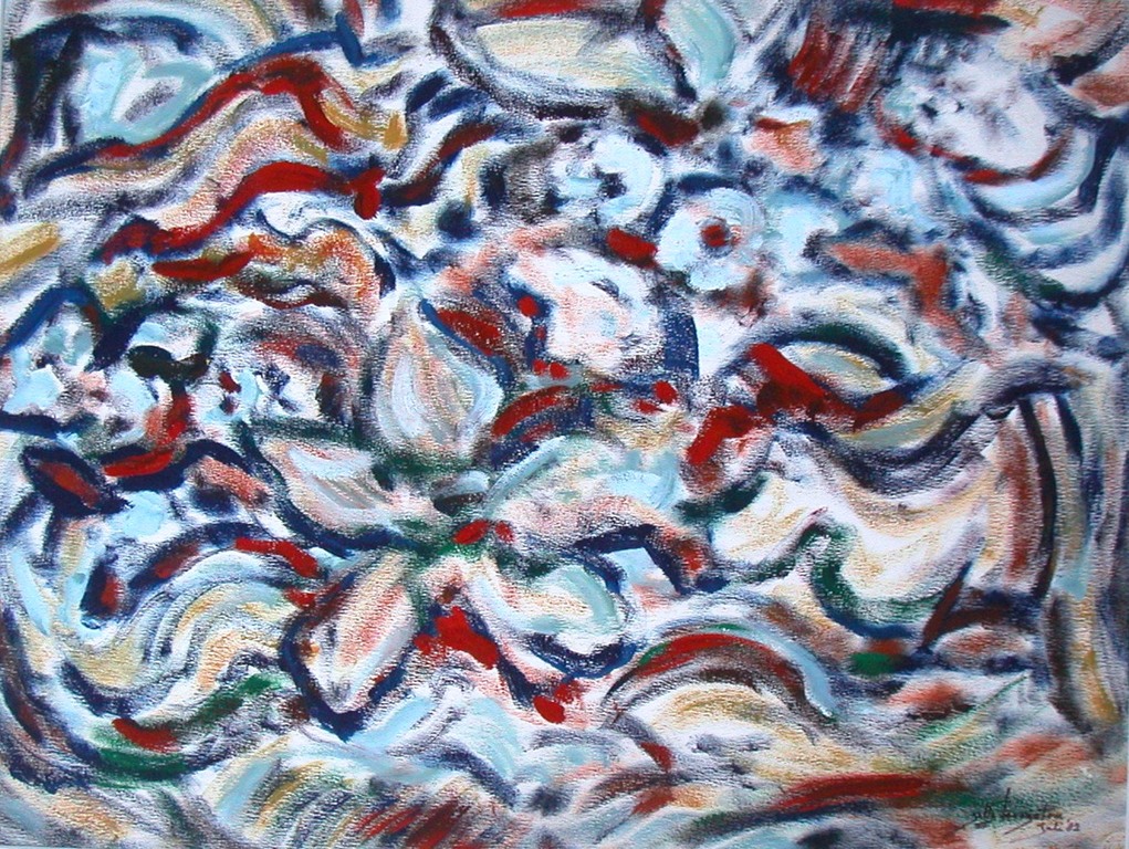 Jelle Hoogstra 1924-2003  -  Olieverf op papier  -  Abstract kopen? Bied vanaf 20!