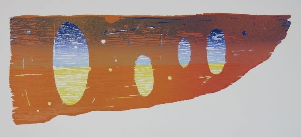 Joris Geurts: Houtsnede, Compositie oranje verkocht voor € 35!