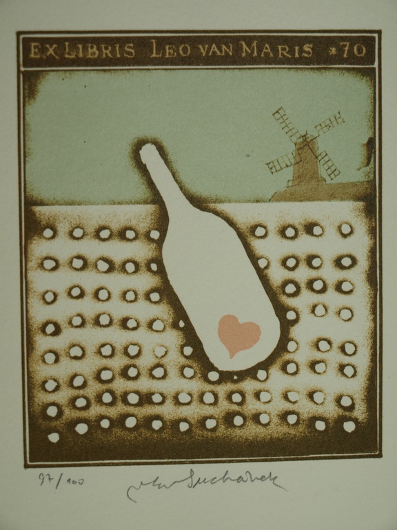 Vladimír Suchánek (1933) : Ex libris Leo van Maris –Gesigneerd & ingelijst- 2004 kopen? Bied vanaf 1!