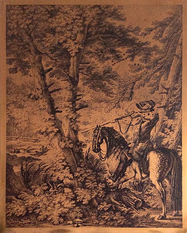 Johann Elias Ridinger - jachtscene koperen gravureplaat verkocht voor € 95!