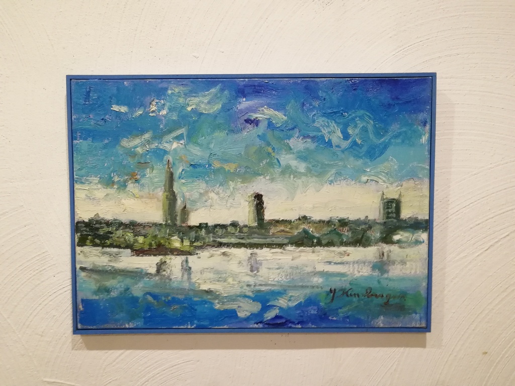 schilderij onbekend kunstenaar - olieverf op doek - zicht op Antwerpen kopen? Bied vanaf 25!