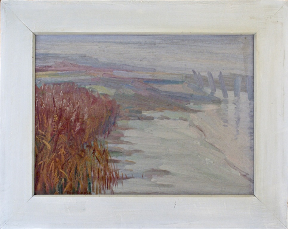 Rik Tokkie ( XXste eeuw ) Olie op Paneel "Bootje op het Droge aan de Schelde" kopen? Bied vanaf 1!