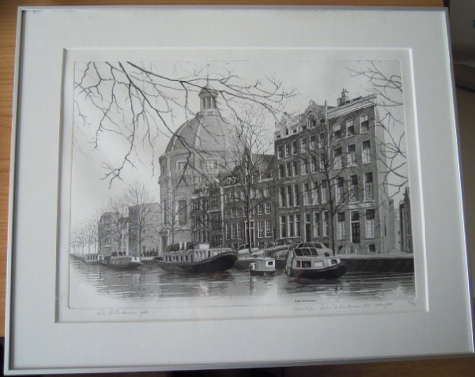 Ets WIM BETTENHAUSEN 1942 -Singel Amsterdam 40 X 50 cm -hand gesigneerd. kopen? Bied vanaf 65!
