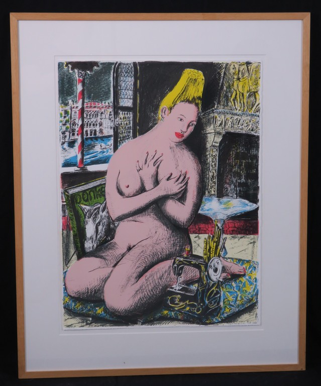 Paul Klemann: Zeefdruk, Venus en het naaiorgeltje - Ingelijst verkocht voor € 65!