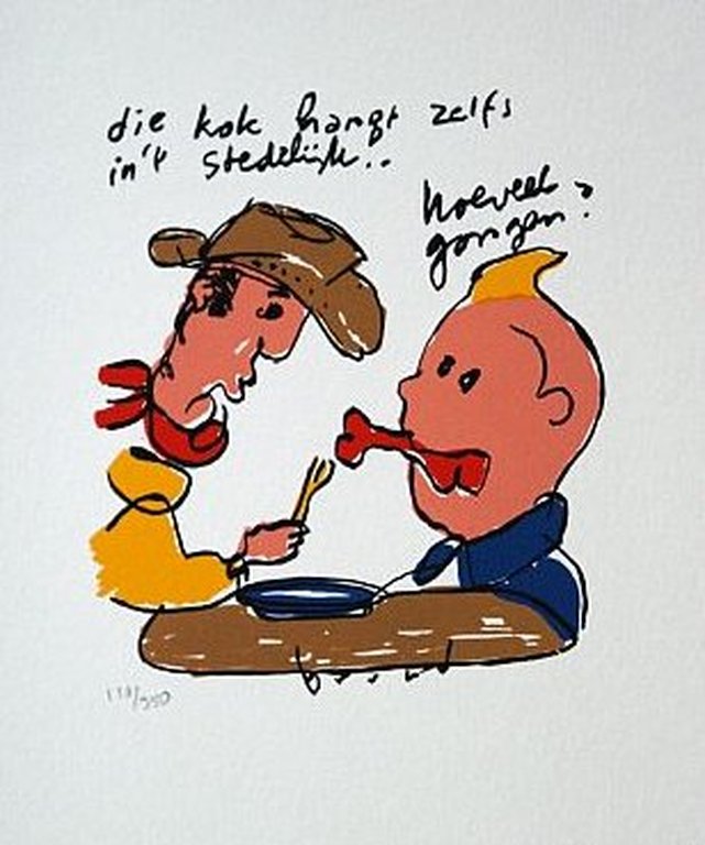 Herman Brood, zeefdruk Lucky Luke en Kuifje kopen? Bied vanaf 1!