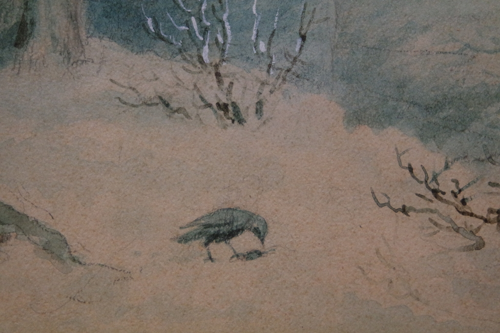 Gerrit Jan Derens (1831-1898) - aquarel - winters bosgezicht met vogel kopen? Bied vanaf 95!