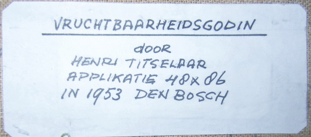 Henri Titselaar (1917-2013) - De Vruchtbaarheidsgodin - Textielwerk 1953 + boek kopen? Bied vanaf 1!