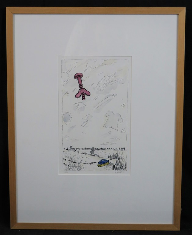 Pieter Holstein: Handgekleurde litho, Landschap - Ingelijst kopen? Bied vanaf 20!