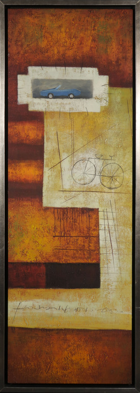 Han Teng: Acryl op doek, Bicycle - Ingelijst verkocht voor € 45!