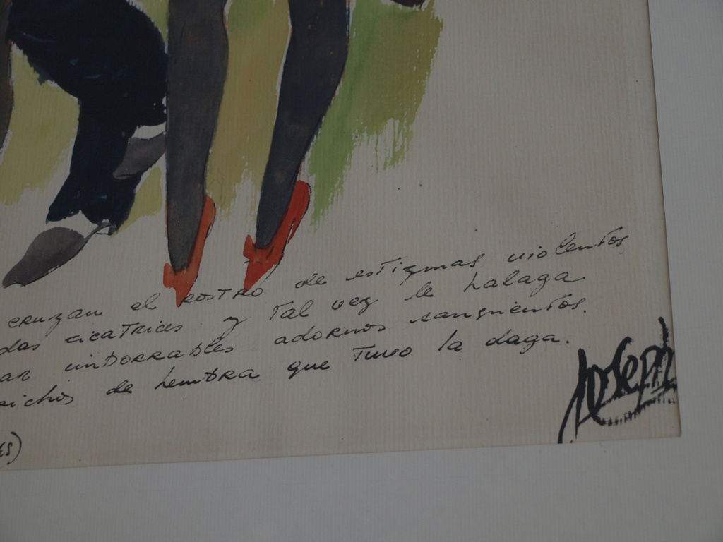 Argentijnse kunstenaar : Gouache , Tango 2 - gesigneerd & ingelijst -74 x 56 cm kopen? Bied vanaf 1!