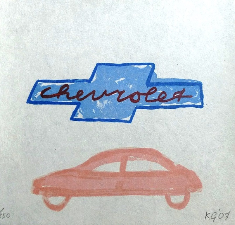 Klaas Gubbels, Litho: De Chevrolet, 2007, handgesigneerd verkocht voor € 90!