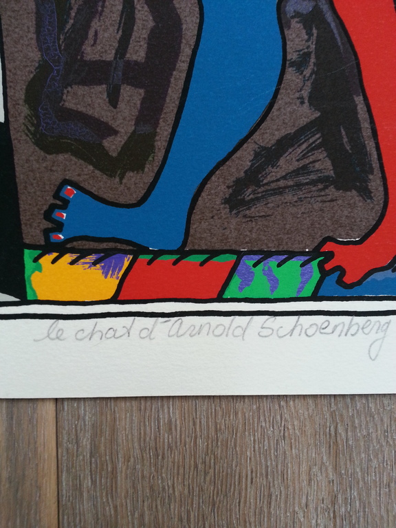 Cecile de Bruijn, zeefdruk op papier, titel:" le chat l' Arnold Schoenberg " kopen? Bied vanaf 30!