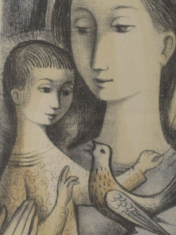 Ingetogen 1958 gesigneerde "Maria en kind" litho in de stijl van Charles Eyck kopen? Bied vanaf 1!