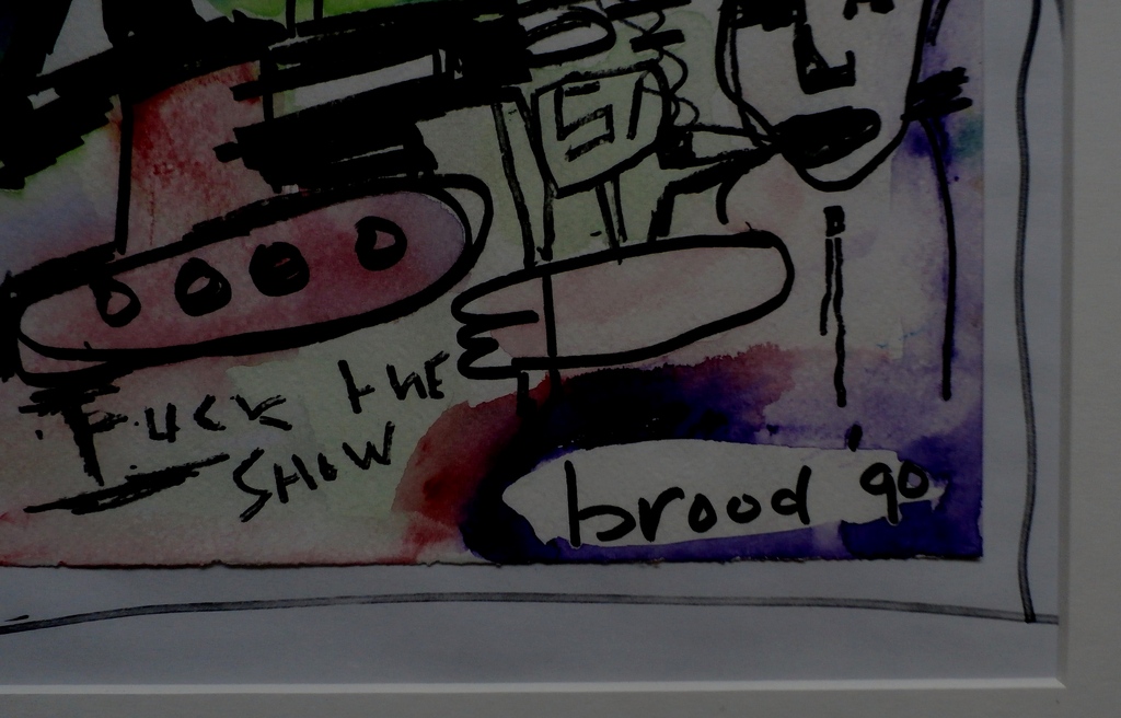 Herman Brood, ingelijste tekening: Fuck the show, handgesigneerd, 1990 kopen? Bied vanaf 375!