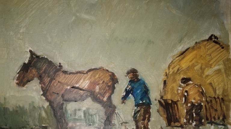 Onbekende kunstenaar, Olieverf op paneel, Boerenleven kopen? Bied vanaf 1!