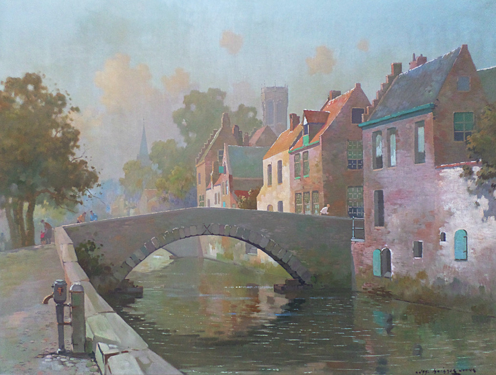 Jan Knikker Jr. - Brugge, olieverf op doek (ingelijst, groot) kopen? Bied vanaf 350!