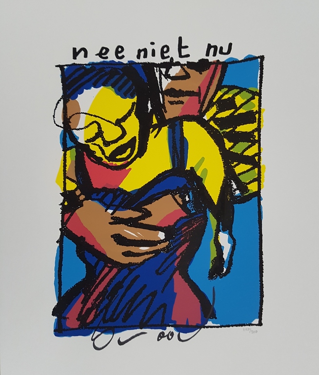 Originele zeefdruk van Herman Brood - Nee Niet Nu  verkocht voor € 225!