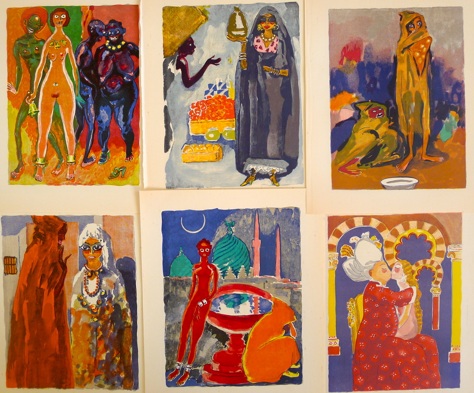 Kees van Dongen ,6 houtgravures  naar aquarellen  uit 1001 nacht, 1955 . verkocht voor € 50!