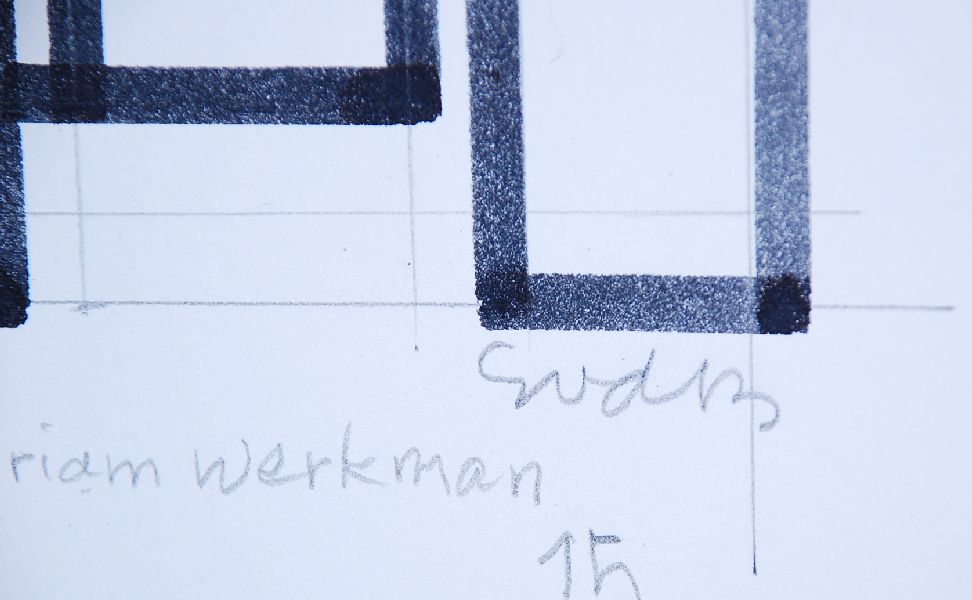 Siep van den Berg: 4 tekeningen. Abstracte Composities kopen? Bied vanaf 100!