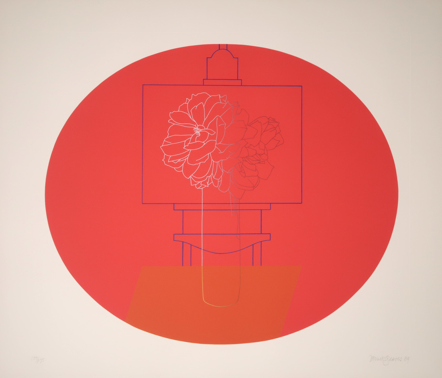 Derrick Greaves: Zeefdruk, Z.T. Vaas met bloemen en ezel verkocht voor € 60!