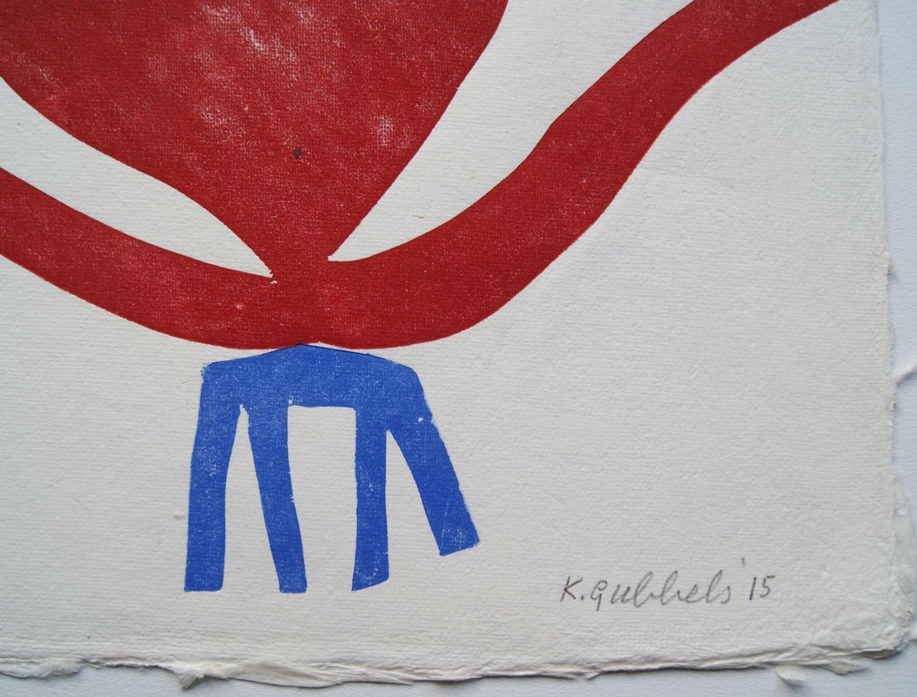  Klaas Gubbels houtdruk 'Hartenkan op tafel' - 2015 - oplage E/A.  kopen? Bied vanaf 295!