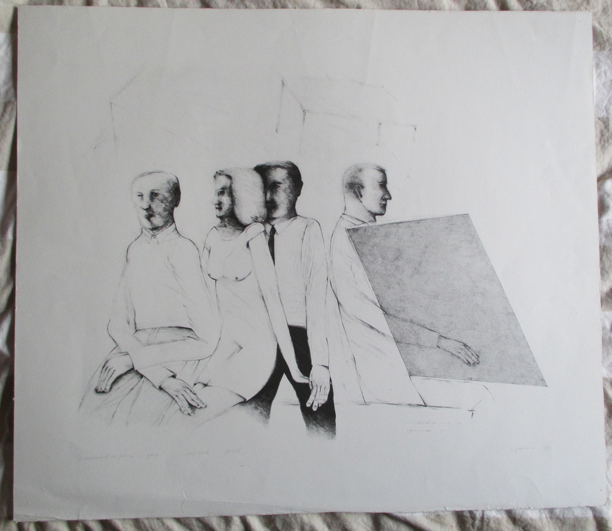 Kees Spermon, zeefdruk, Conversation Piece Grey, 1973 kopen? Bied vanaf 45!