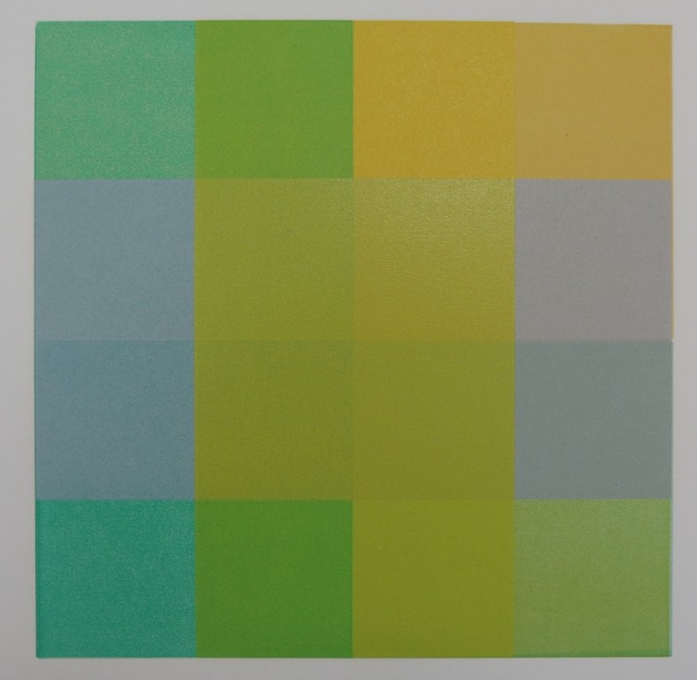 Michiel Duvekot: Lino, Geometrische compositie met vierkanten, serie 5 nr. 2 verkocht voor € 45!