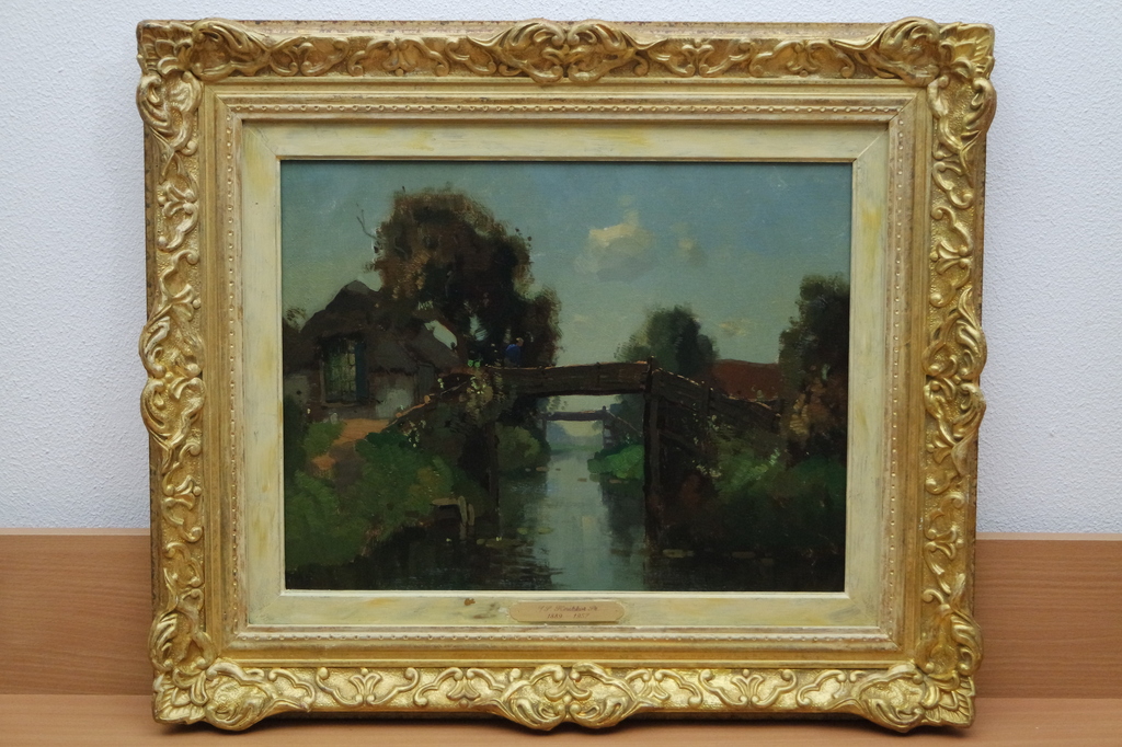 Knikker (Sr.) Jan Simon (1889-1957) - olieverf op doek - bruggetjes te Giethoorn kopen? Bied vanaf 295!